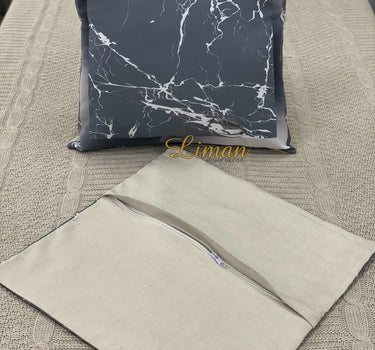 Liman Home Decor - Liman Online Grijs Marmer Patroon kussensloop 2 Stuks