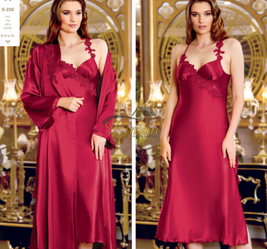 Liman Home Decor - Liman Online Jeremi Satijn Lingerieset 6 Delig Bordo