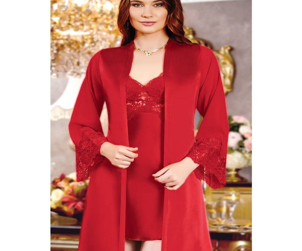 Jeremi Satijn Lingerieset Delig Rood – Liman