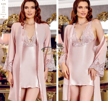 Liman Home Decor - Liman Online Jeremi Satijn Lingerieset 6 Delig Roze