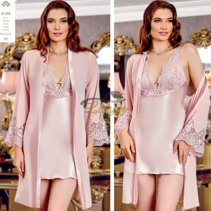 Liman Home Decor - Liman Online Jeremi Satijn Lingerieset 6 Delig Roze