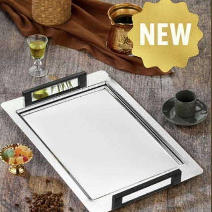 Liman Home Decor - Liman Online Kale RVS Dienblad | Zilver - Zwart