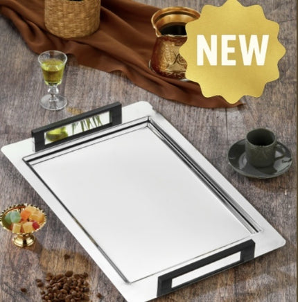 Liman Home Decor - Liman Online Kale RVS Dienblad | Zilver - Zwart