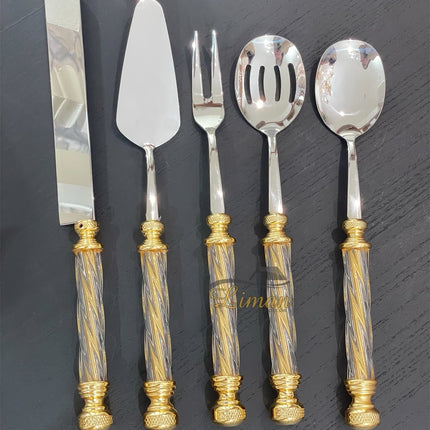 Liman Home Decor - Liman Online KEUKENGEREISET GLAS GOUD 5 DELIG