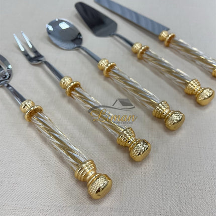 Liman Home Decor - Liman Online KEUKENGEREISET GLAS GOUD 5 DELIG