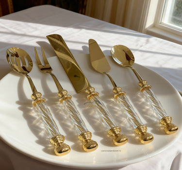 Liman Home Decor - Liman Online KEUKENGEREISET GLAS GOUD 5 DELIG