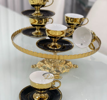 Liman Home Decor - Liman Online KOSOVA CAROLINA ESPRESSOSET 12 DELIG | 6 PERSOONS ZWART