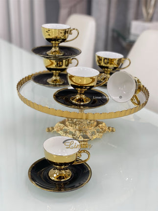 Liman Home Decor - Liman Online KOSOVA CAROLINA ESPRESSOSET 12 DELIG | 6 PERSOONS ZWART