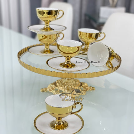 Liman Home Decor - Liman Online KOSOVA CAROLINA ESPRESSOSET 12 DELIG | 6 PERSOONS WIT