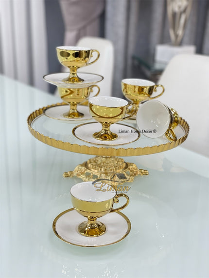 Liman Home Decor - Liman Online KOSOVA CAROLINA ESPRESSOSET 12 DELIG | 6 PERSOONS WIT