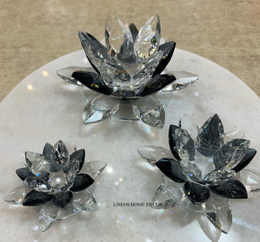 Liman Home Decor - Liman Online KRISTAL NILUFER DECORATIE ZWART 3 DELIG