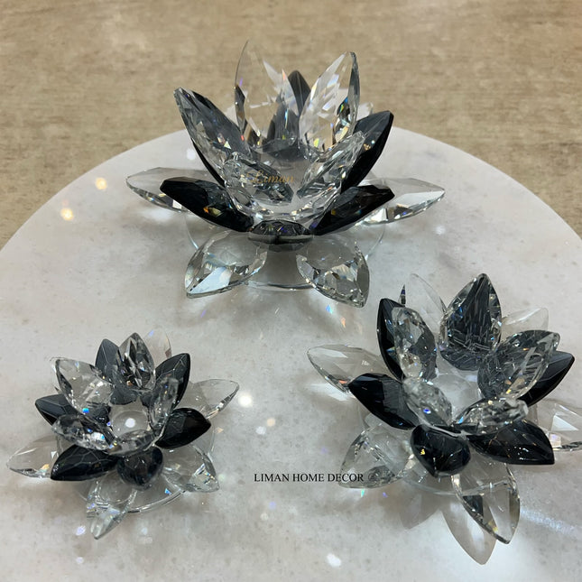 Liman Home Decor - Liman Online KRISTAL NILUFER DECORATIE ZWART 3 DELIG