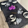 Liman Home Decor - Liman Online Lotus Tafelkleed Set Met Placemat Zwart 34 Dlg