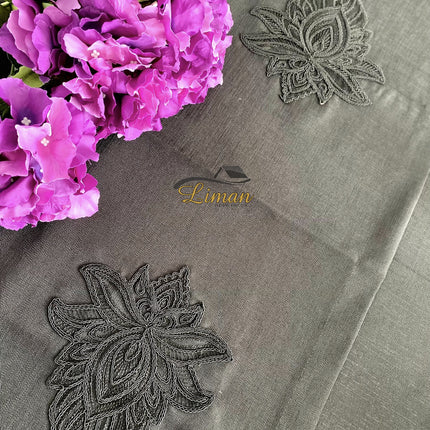 Liman Home Decor - Liman Online Lotus Tafelkleed Set Met Placemat Zwart 34 Dlg