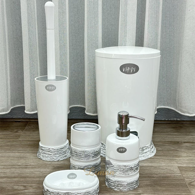 Liman Home Decor - Liman Online LUXE BADSET 5 DELIG WIT / ZILVER