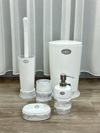 Liman Home Decor - Liman Online LUXE BADSET 5 DELIG WIT / ZILVER