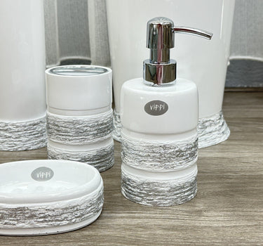 Liman Home Decor - Liman Online LUXE BADSET 5 DELIG WIT / ZILVER