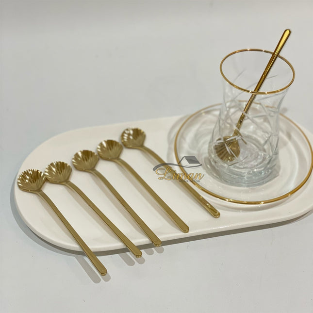 Liman Home Decor - Liman Online LUXE SCHELP THEELEPEL 6-DELIG GOUD