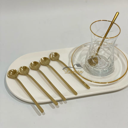 Liman Home Decor - Liman Online LUXE SCHELP THEELEPEL 6-DELIG GOUD