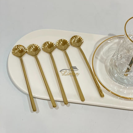 Liman Home Decor - Liman Online LUXE SCHELP THEELEPEL 6-DELIG GOUD