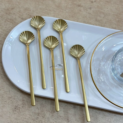 Liman Home Decor - Liman Online LUXE SCHELP THEELEPEL 6-DELIG MAT GOUD