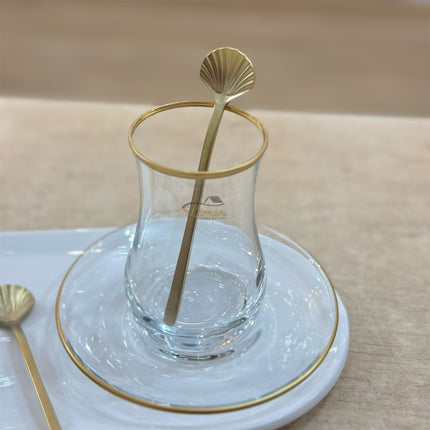 Liman Home Decor - Liman Online LUXE SCHELP THEELEPEL 6-DELIG MAT GOUD