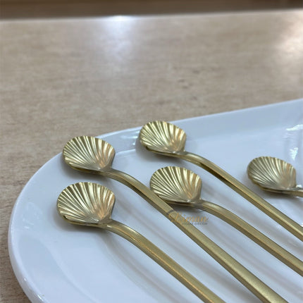 Liman Home Decor - Liman Online LUXE SCHELP THEELEPEL 6-DELIG MAT GOUD