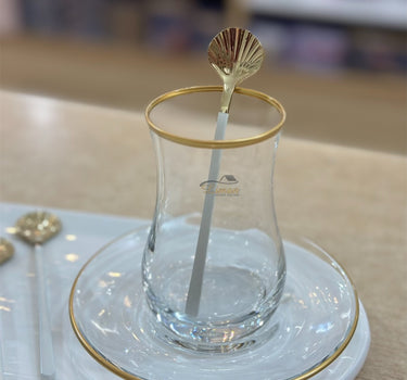 Liman Home Decor - Liman Online LUXE SCHELP THEELEPEL 6-DELIG WIT - GOUD