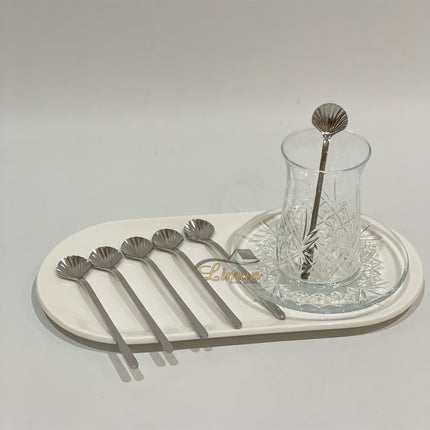 Liman Home Decor - Liman Online LUXE SCHELP THEELEPEL 6-DELIG ZILVER