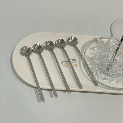 Liman Home Decor - Liman Online LUXE SCHELP THEELEPEL 6-DELIG ZILVER