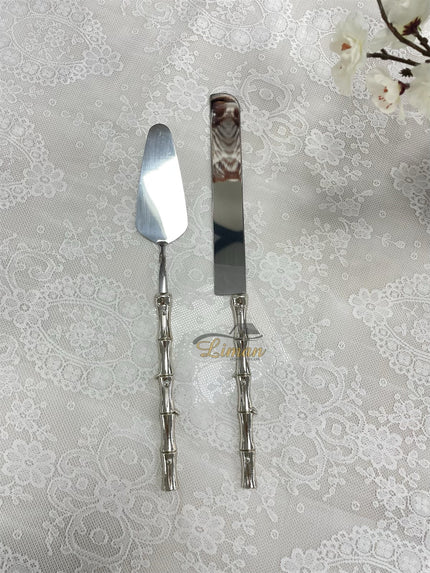 Liman Home Decor - Liman Online LUXE TAARTSERVEERSET BAMBOE 2 DELIG ZILVER