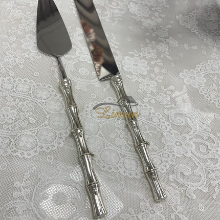 Liman Home Decor - Liman Online LUXE TAARTSERVEERSET BAMBOE 2 DELIG ZILVER