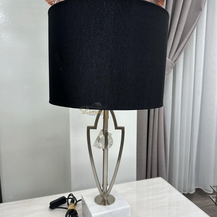 Liman Home Decor - Liman Online Milano Tafellamp Metaal Zilver Marmer Voet