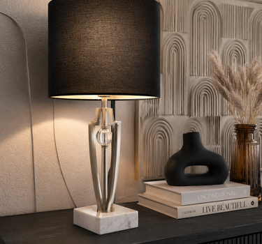Liman Home Decor - Liman Online Milano Tafellamp Metaal Zilver Marmer Voet