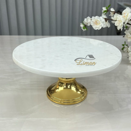 Liman Home Decor - Liman Online Mimoza Marmer Taartplatteau Gold