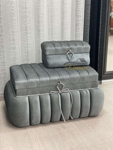 Liman Home Decor - Liman Online Nisa Bruidkisten Grijs