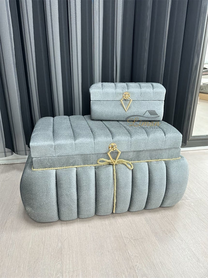 Liman Home Decor - Liman Online Nisa Bruidkisten Grijs / Gold