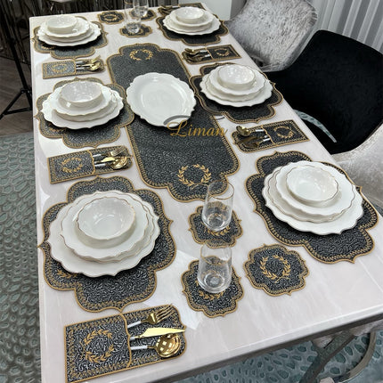 Liman Home Decor - Liman Online Placematset 19 Delig | 6 Persoons Damask