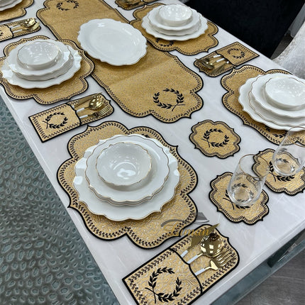Liman Home Decor - Liman Online Placematset 19 Delig | 6 Persoons Gold Damask