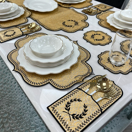 Liman Home Decor - Liman Online Placematset 19 Delig | 6 Persoons Gold Damask