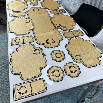 Liman Home Decor - Liman Online Placematset 19 Delig | 6 Persoons Gold Damask