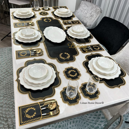Liman Home Decor - Liman Online Placematset 19 Delig | 6 Persoons Zwart