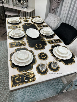 Liman Home Decor - Liman Online Placematset 19 Delig | 6 Persoons Zwart