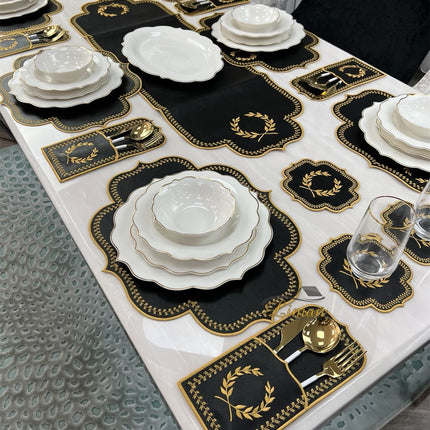 Liman Home Decor - Liman Online Placematset 19 Delig | 6 Persoons Zwart