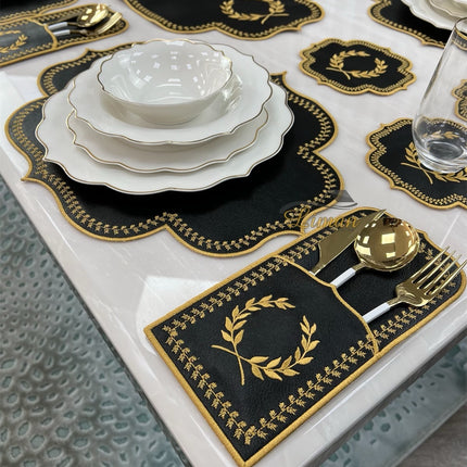 Liman Home Decor - Liman Online Placematset 19 Delig | 6 Persoons Zwart