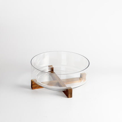 Liman Home Decor - Liman Online Rustic wood glazen schaal met standaard 28cm