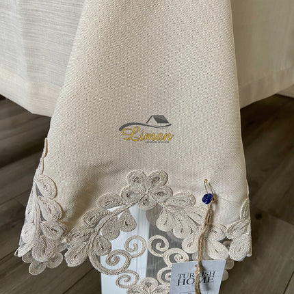 Liman Home Decor - Liman Online Sehzade Tafelkleed Set Met Placemat Beige 34 Dlg