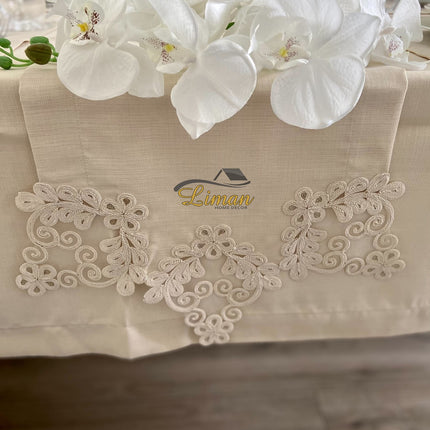 Liman Home Decor - Liman Online Sehzade Tafelkleed Set Met Placemat Beige 34 Dlg