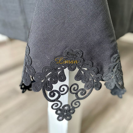 Liman Home Decor - Liman Online Sehzade Tafelkleed Set Met Placemat Zwart 34 Dlg