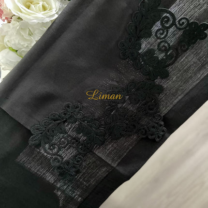 Liman Home Decor - Liman Online Sehzade Tafelkleed Set Met Placemat Zwart 34 Dlg
